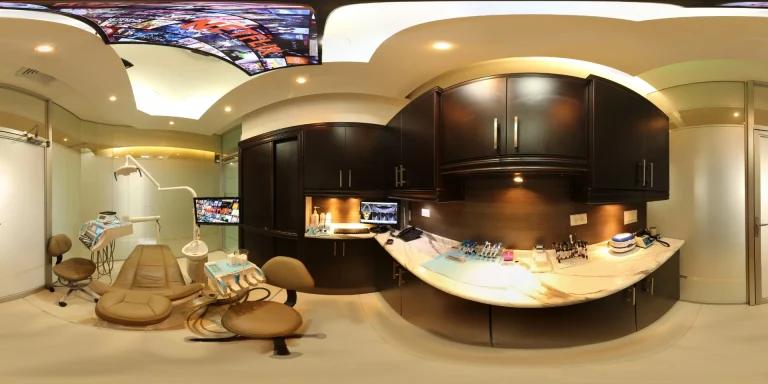 Consultorio dental de la clínica del Dr. Virgilio Castillero en Panamá, equipado para implantología digital guiada con CBCT y tecnología de última generación.